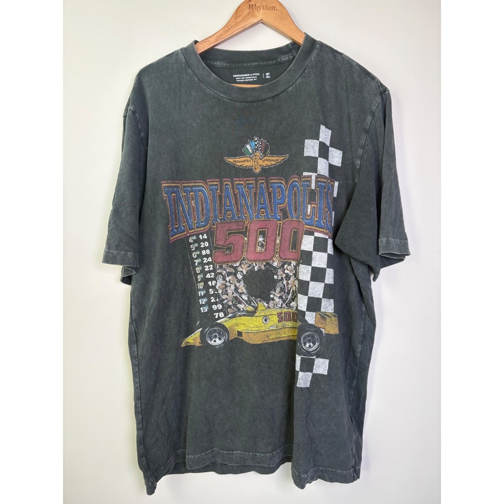 Abercrombie & Fitch Indianapolis 500 Racing Graphic T-Shirt Mens MT Faded Black